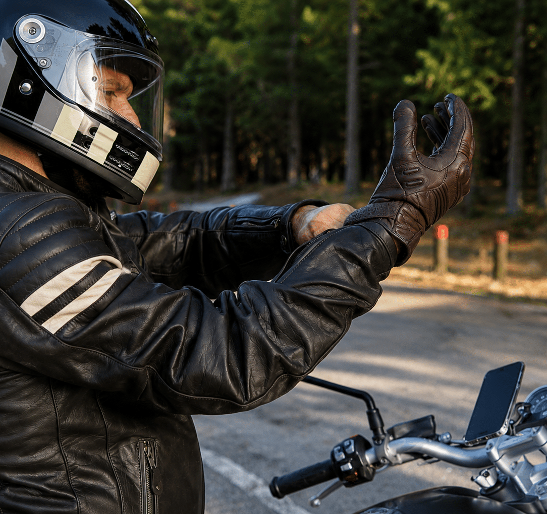 A biker dawning appropriate gear